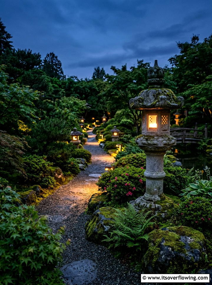 Stone Lantern Lighting - 25 backyard ideas with zen style