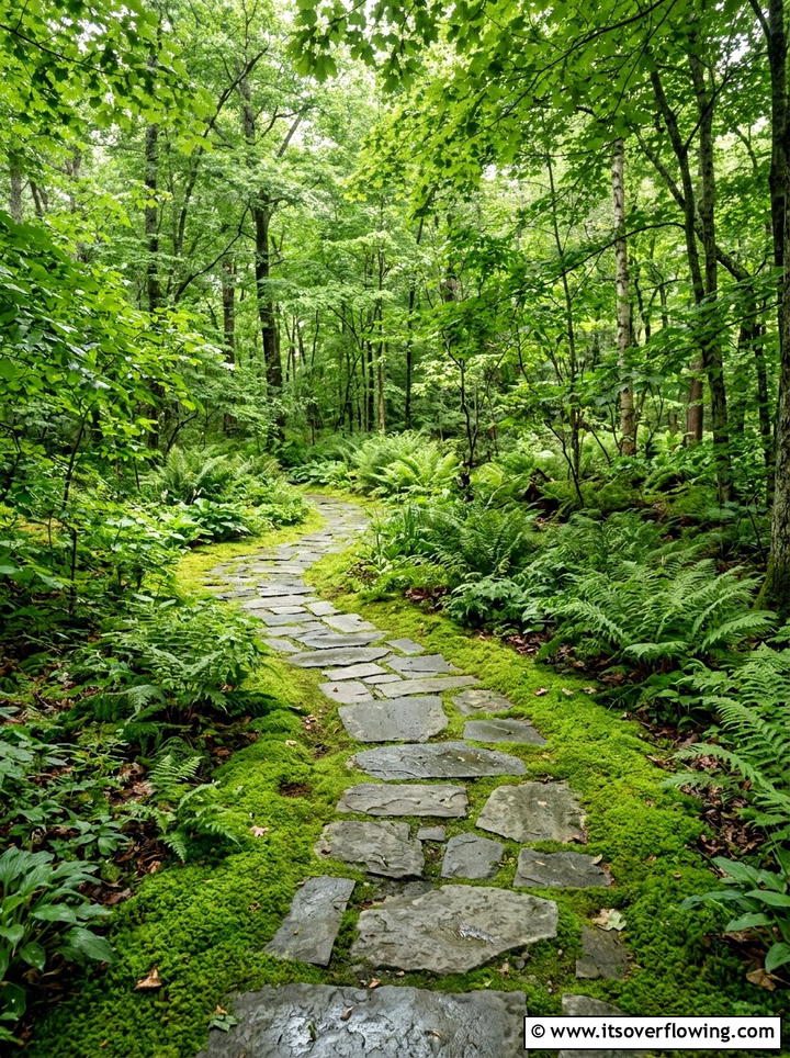 Stone Path Through Moss - 25 backyard ideas with zen style