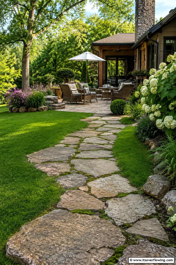 Stone Pathway Integration - 30 Rustic Patio Ideas for a Charming Outdoor Relaxation Spot