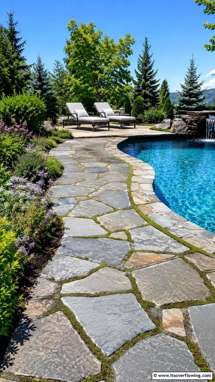 Stone Pathway with Natural Appeal - 20 Pool Walkway Ideas for a Stunning Backyard