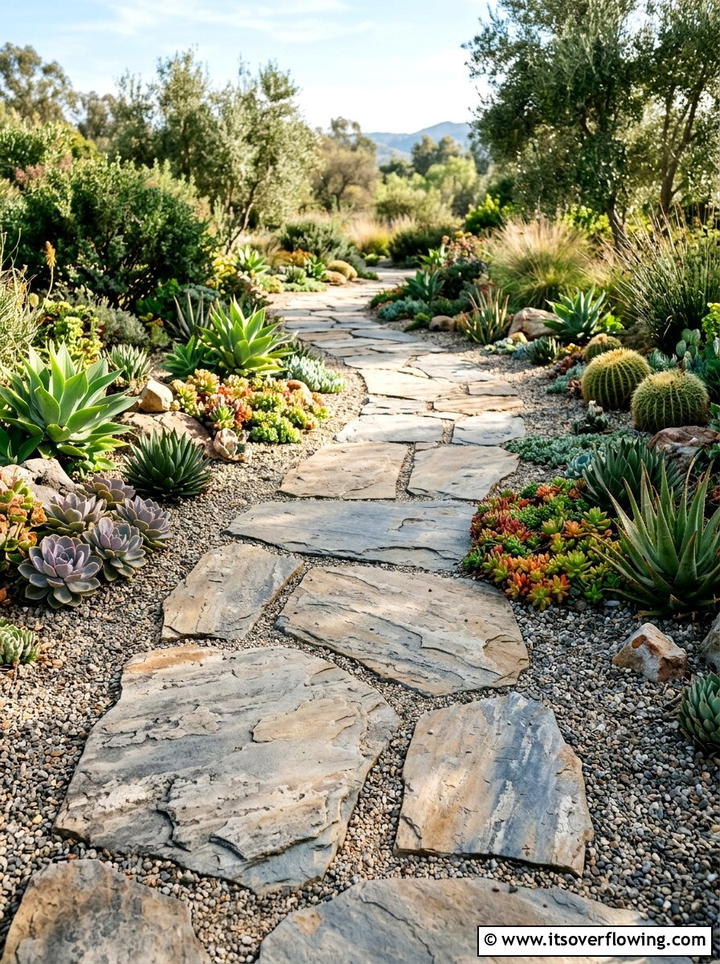 Stone Pathway - 25 backyard ideas with desert landscape