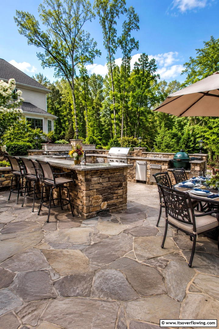 Stone Patio and Ambience - 30 Rustic Outdoor Kitchen Ideas for Al Fresco Dining