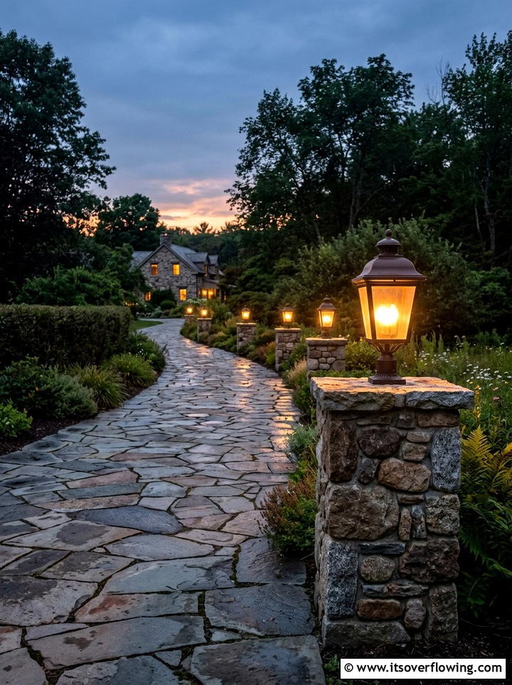 Stone Pillar Lights - 25 garden decor ideas with stone accents