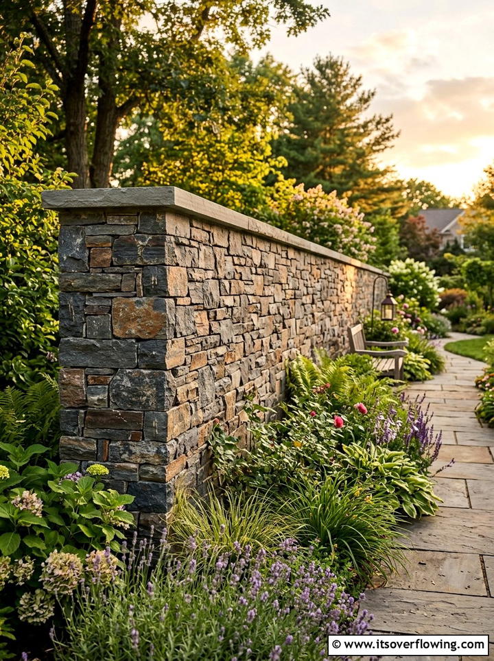 Stone Privacy Wall - 25 garden ideas for privacy