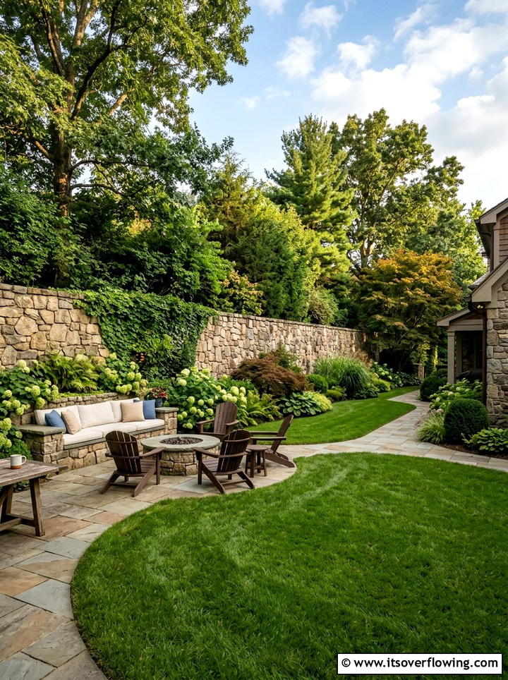 Stone Privacy Wall - 25 backyard ideas for privacy
