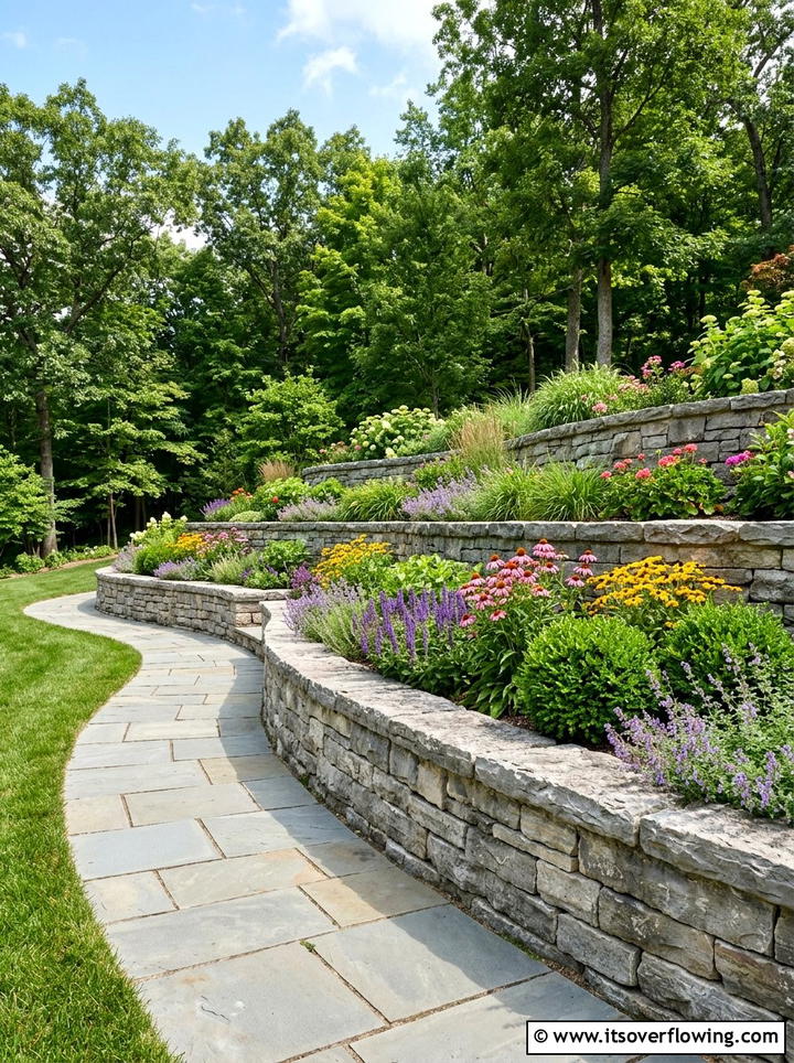 Stone Retaining Wall - 25 backyard ideas for sloped yards