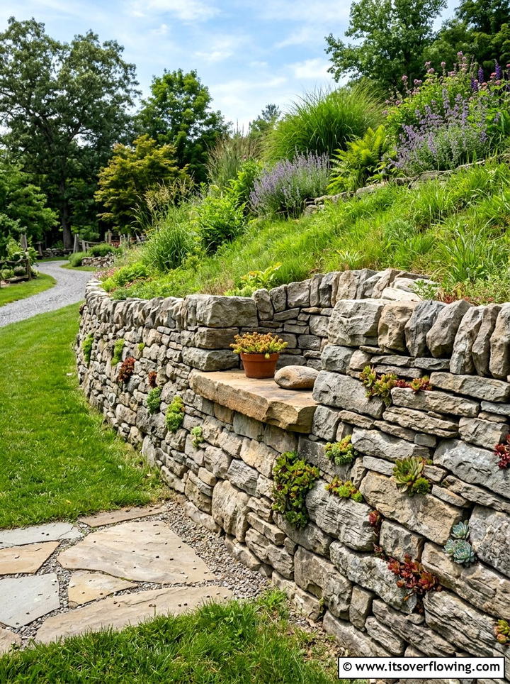 Stone Retaining Wall - 25 backyard ideas with rustic style