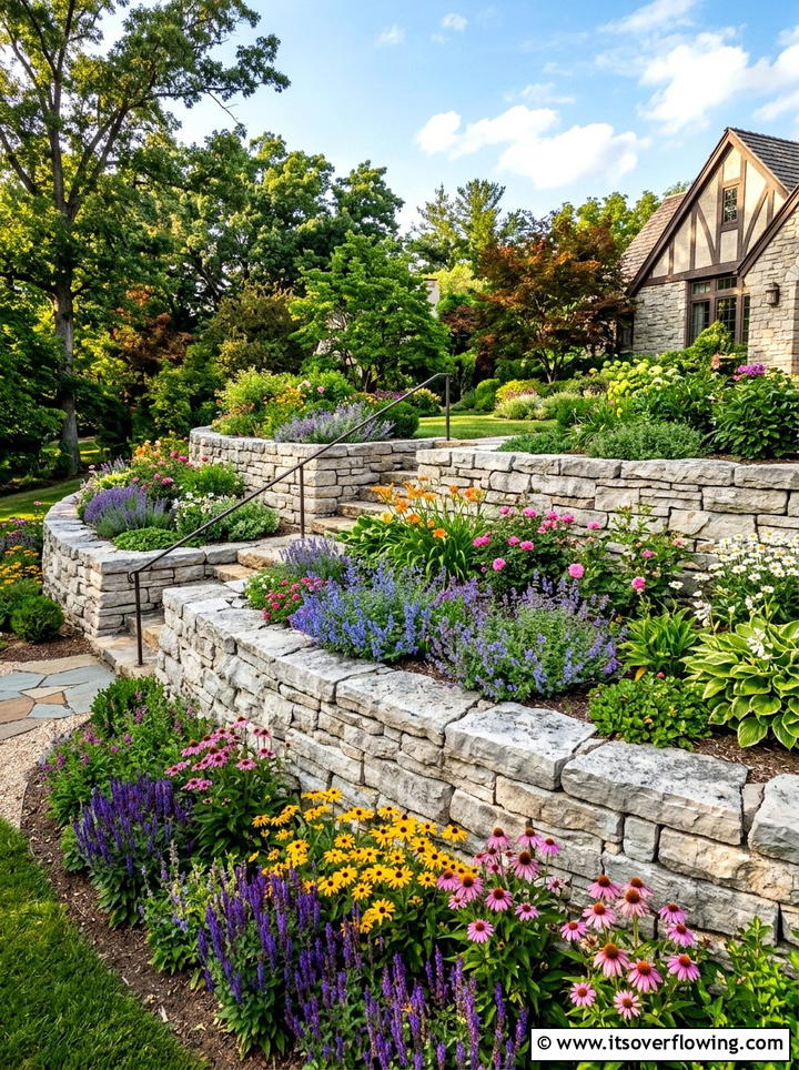 Stone Retaining Wall - 25 garden decor ideas for large gardens