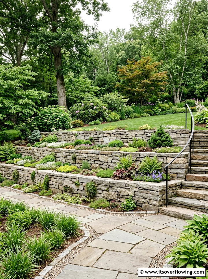 Stone Retaining Wall - 25 garden ideas for cold climate