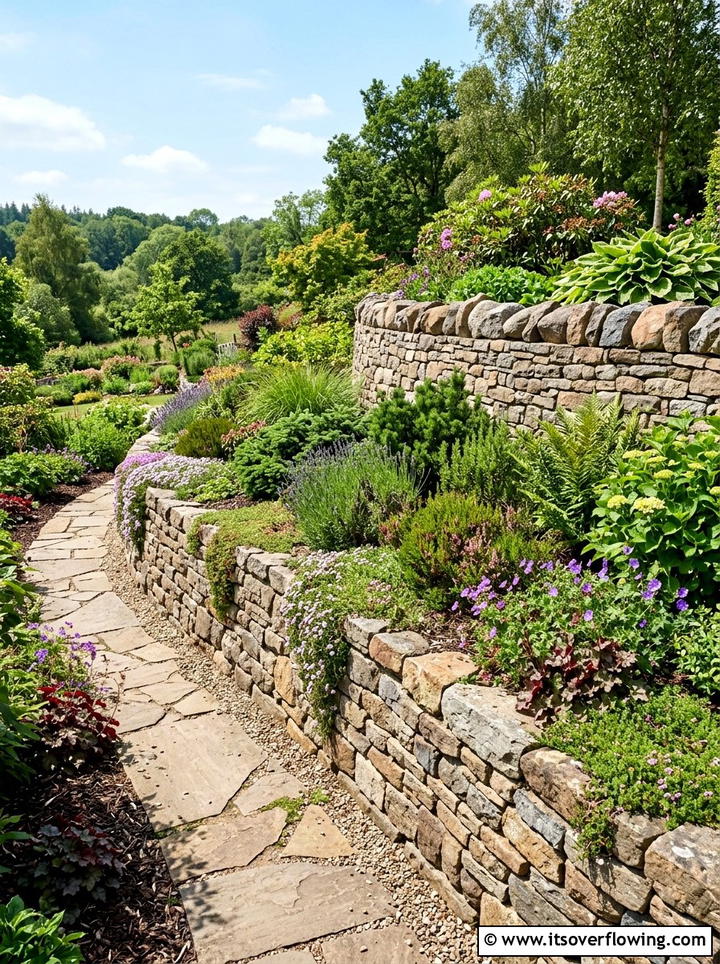 Stone Retaining Wall - 25 garden ideas for dry climate