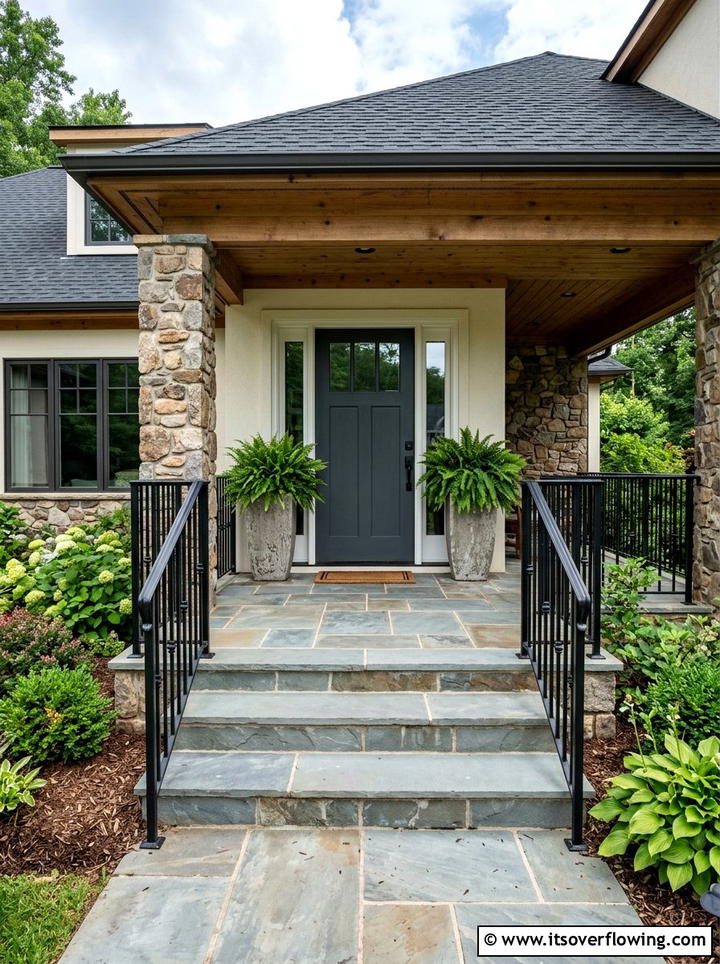 Stone Tile Porch - 25 front porch ideas for rainy climates