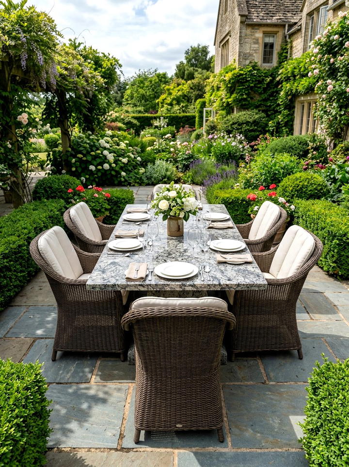 Stone Top Outdoor Table - 25 backyard decorating ideas with centerpiece tables