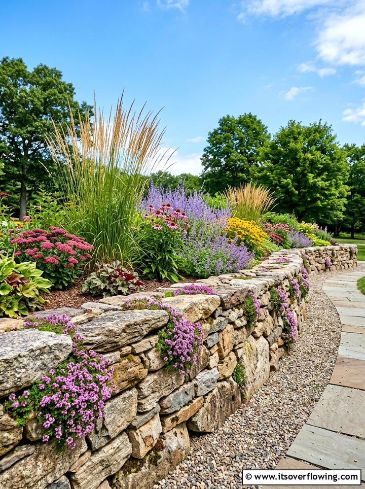 Stone Wall - 25 garden ideas for farmhouse homes