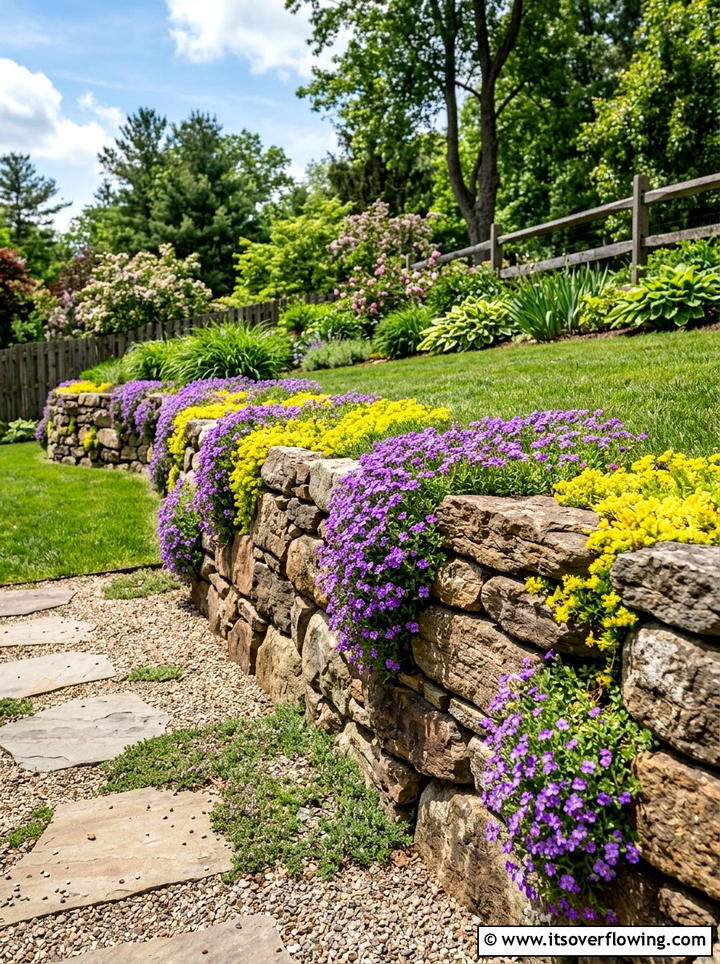 Stone Wall Planting - 25 creative garden ideas with butterfly habitats