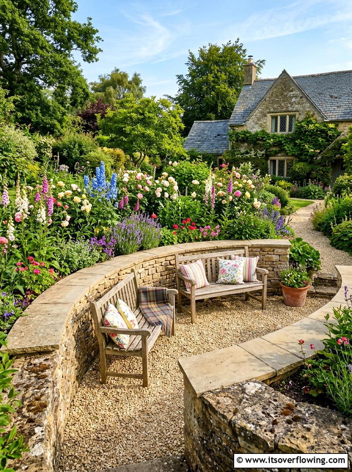 Stone Wall Seating Nook - 25 creative garden ideas with seating nooks