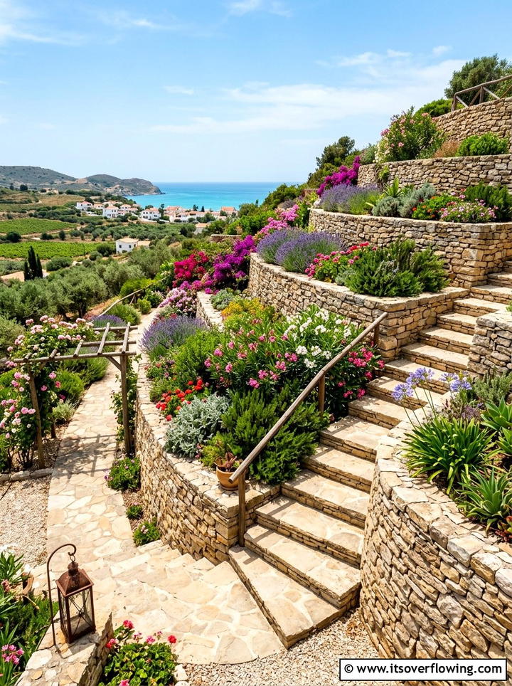 Stone Wall Terrace - 25 garden ideas for mediterranean style