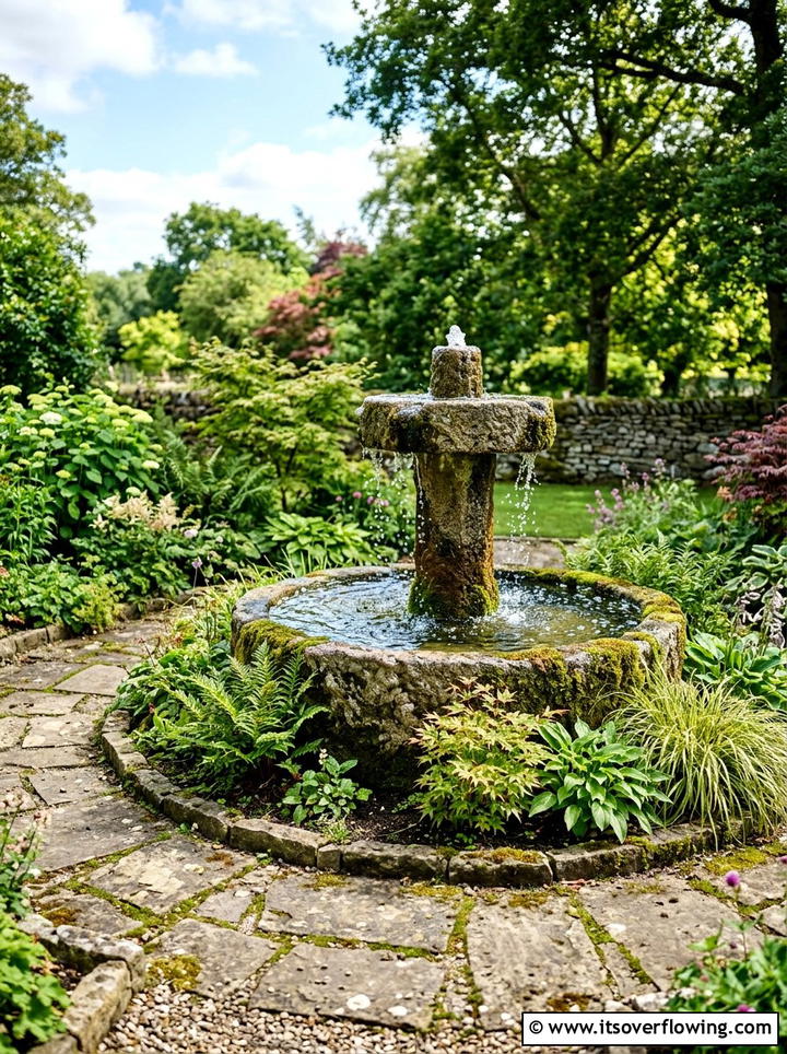 Stone Water Fountain - 25 garden decor ideas for rustic gardens