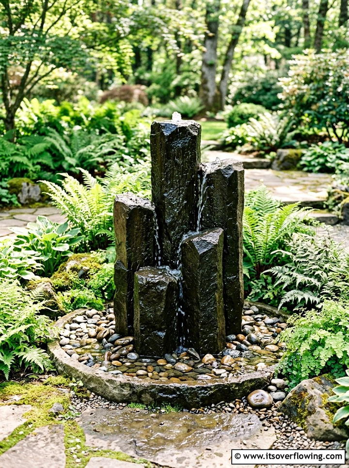 Stone Water Fountain - 25 garden decor ideas with stone accents