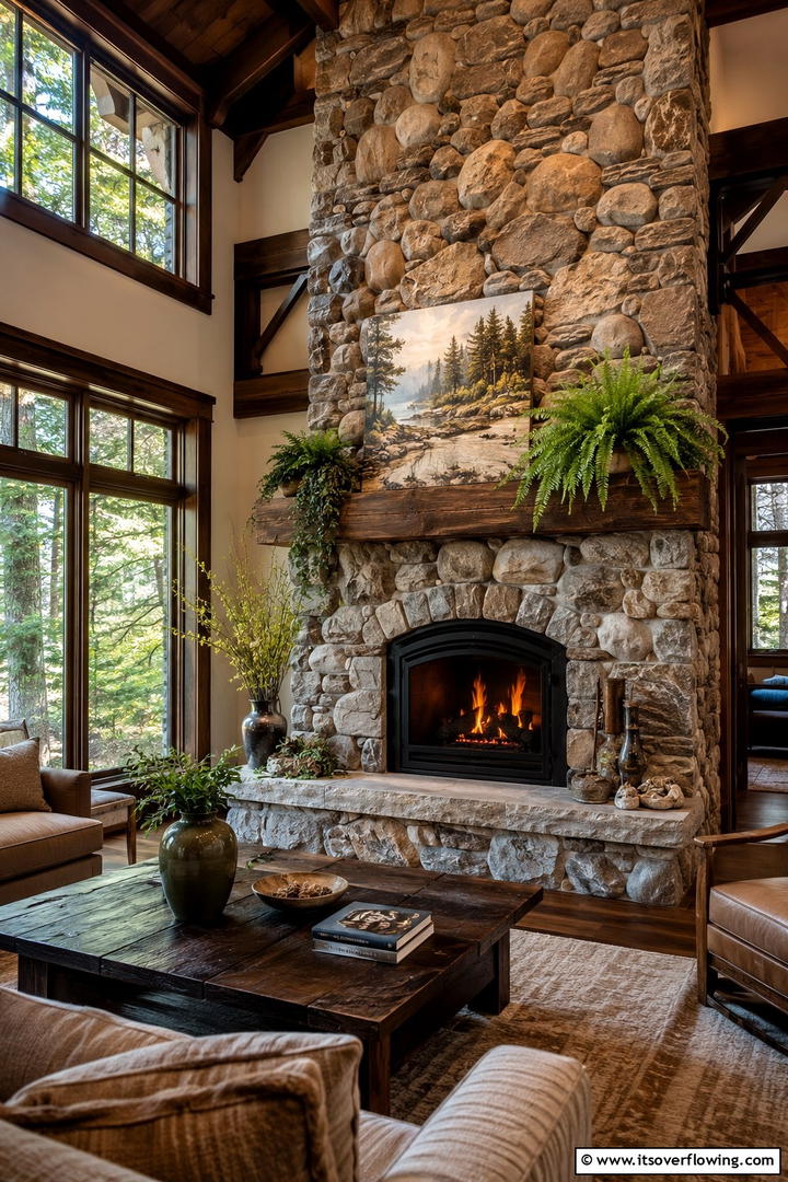 Stone and Nature - 30 Spring Mantel Decor Ideas for Fresh Seasonal Style