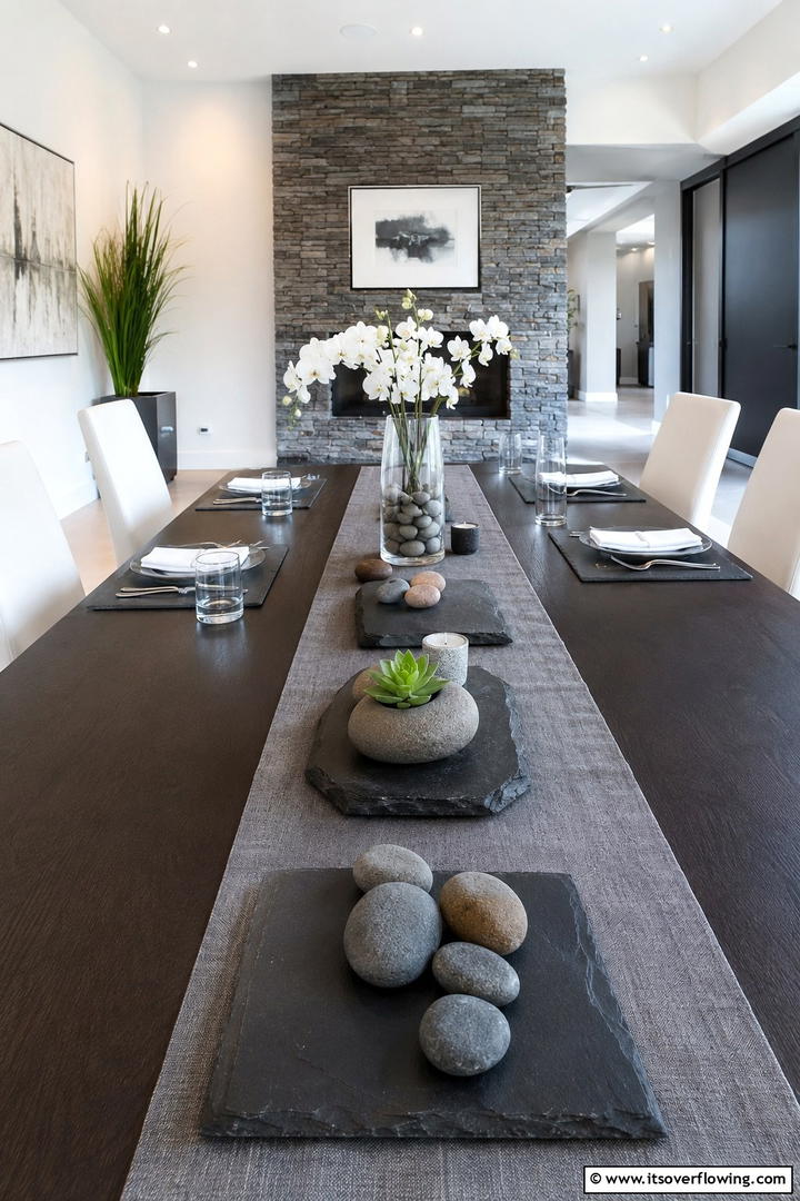 Stone and Slate Elements - 50 Fall Table Decor Ideas Roundup- Seasonal Styling