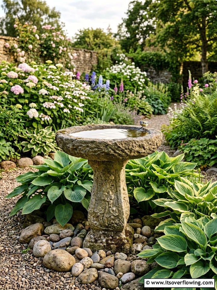 Stone bird bath - 25 backyard ideas with bird garden