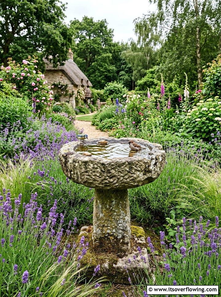 Stone bird bath - 25 backyard ideas with water feature