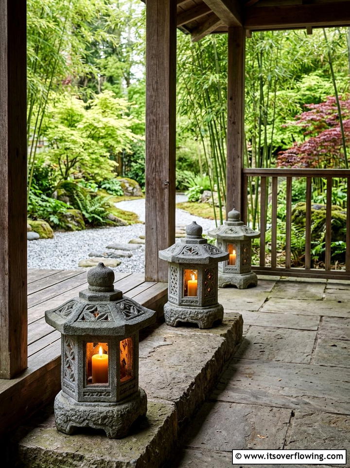 Stone candle lanterns - 25 front porch decor ideas with candle holders