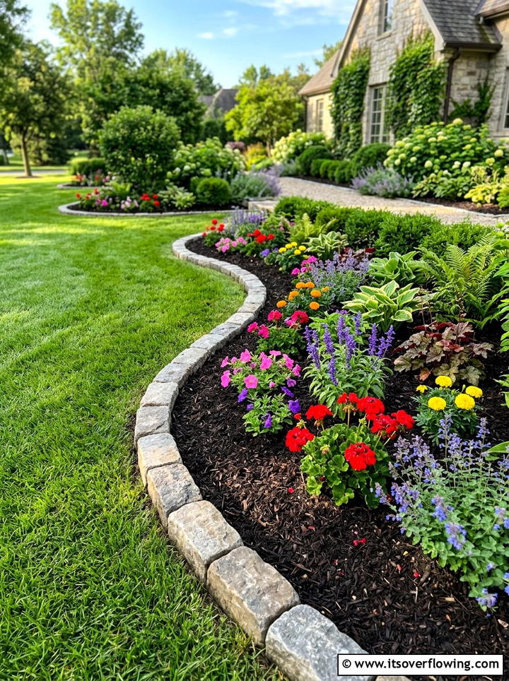 Stone edging garden border - 25 backyard ideas with rocks
