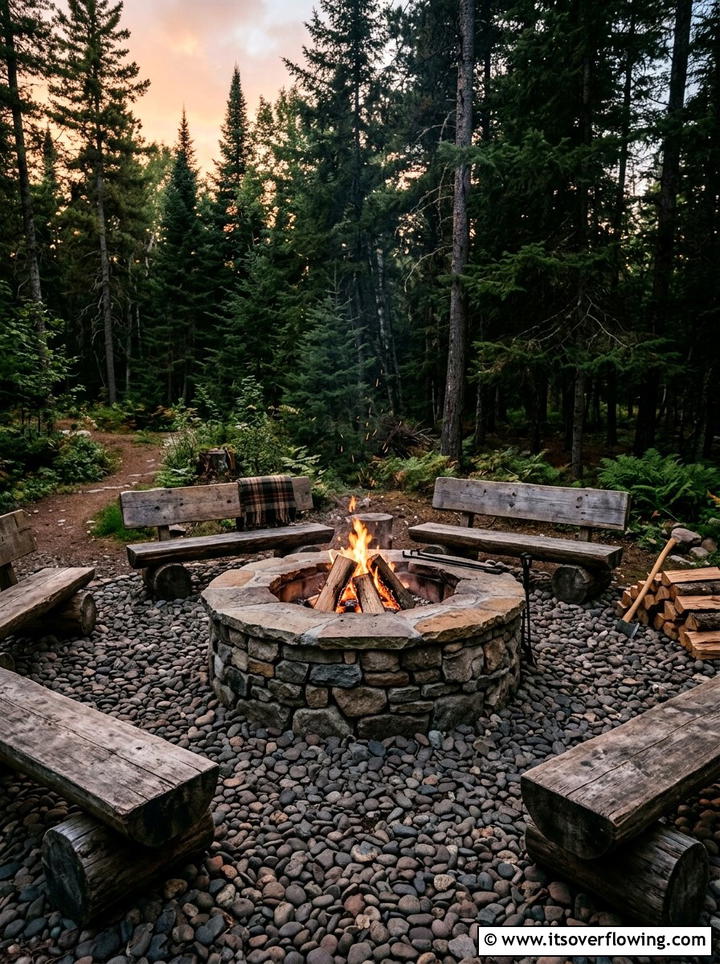 Stone fire pit surround - 25 garden design ideas for fire pit corners