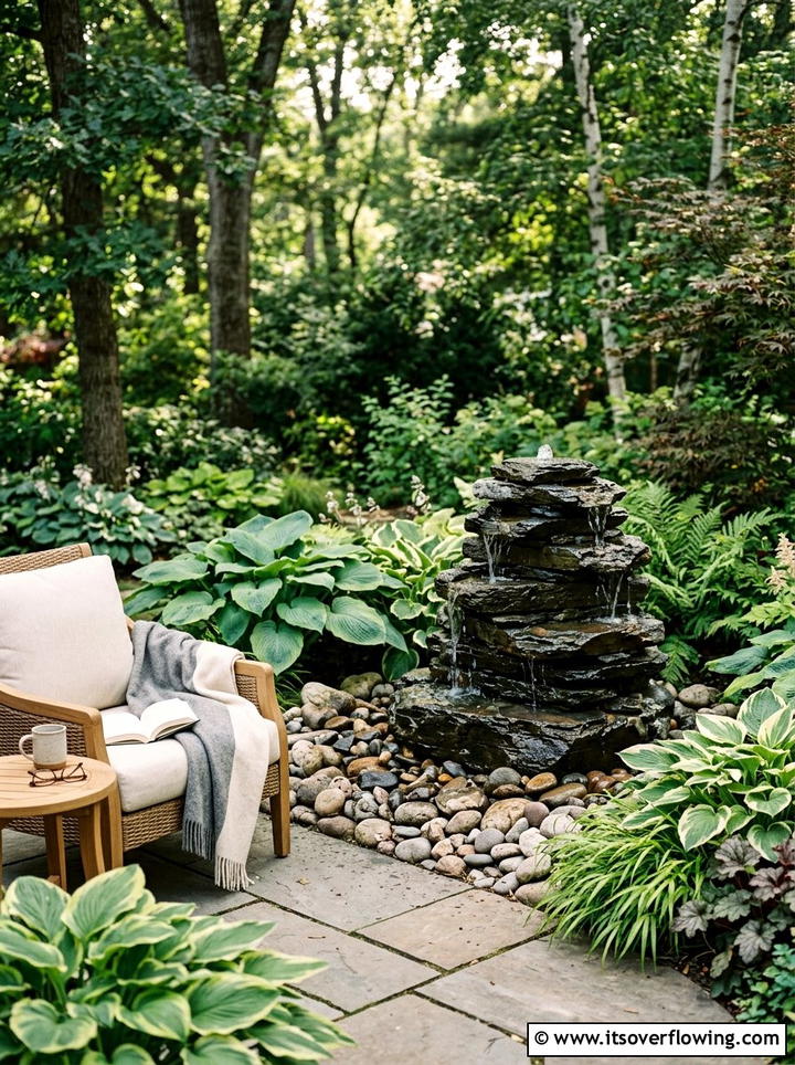 Stone fountain features - 25 garden decor ideas for patios