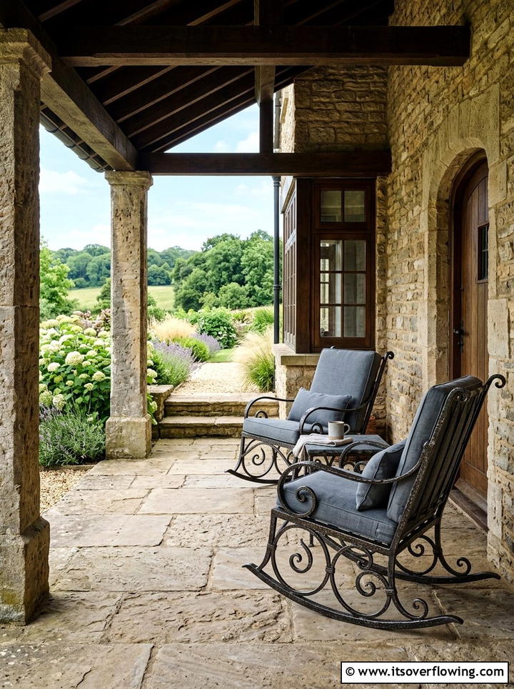 Stone front porch - 25 front porch ideas with rocking chairs