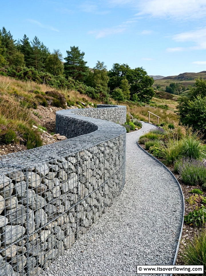 Stone gabion wall - 25 small garden ideas with privacy screens