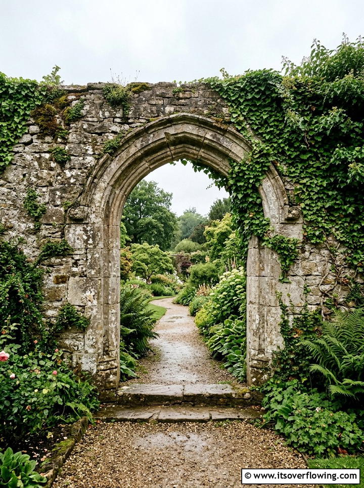 Stone garden archway - 25 garden ideas with arches