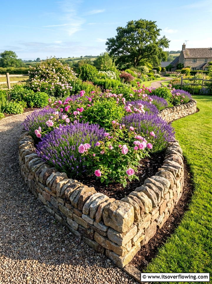 Stone garden border - 25 upcycled garden ideas with stones