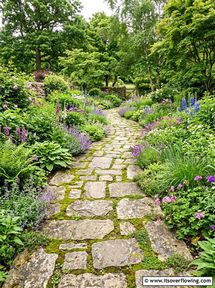 Stone garden pathway - 25 garden decor ideas with rustic accents