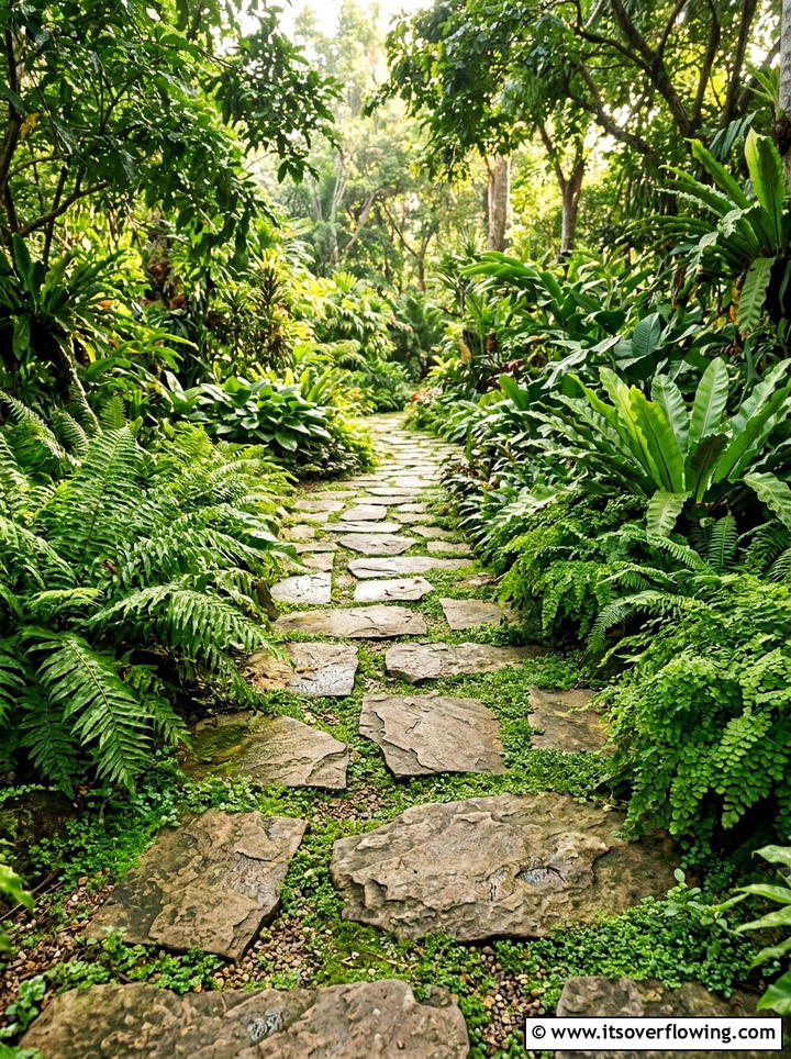 Stone garden walkway - 25 backyard ideas with tropical retreat