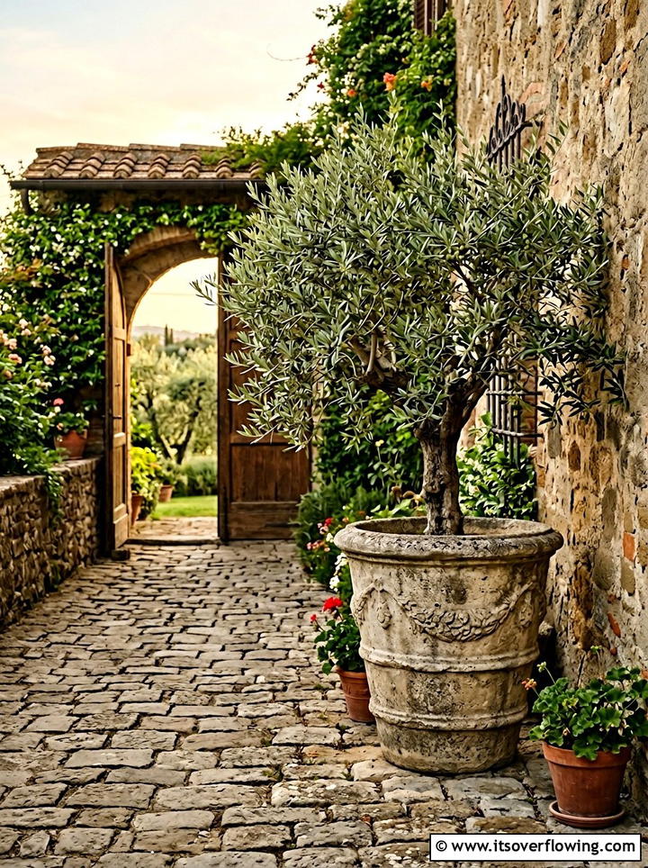 Stone look painted concrete pot - 25 front porch ideas with painted pots