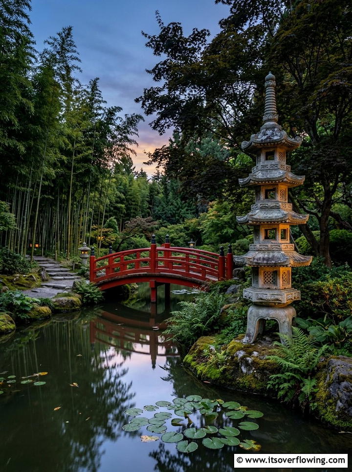 Stone pagoda lantern - 25 garden decor ideas with statues