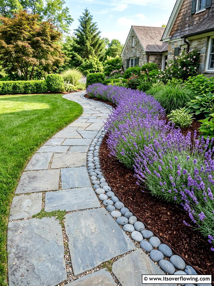 Stone pathway border - 25 garden decor ideas for small gardens