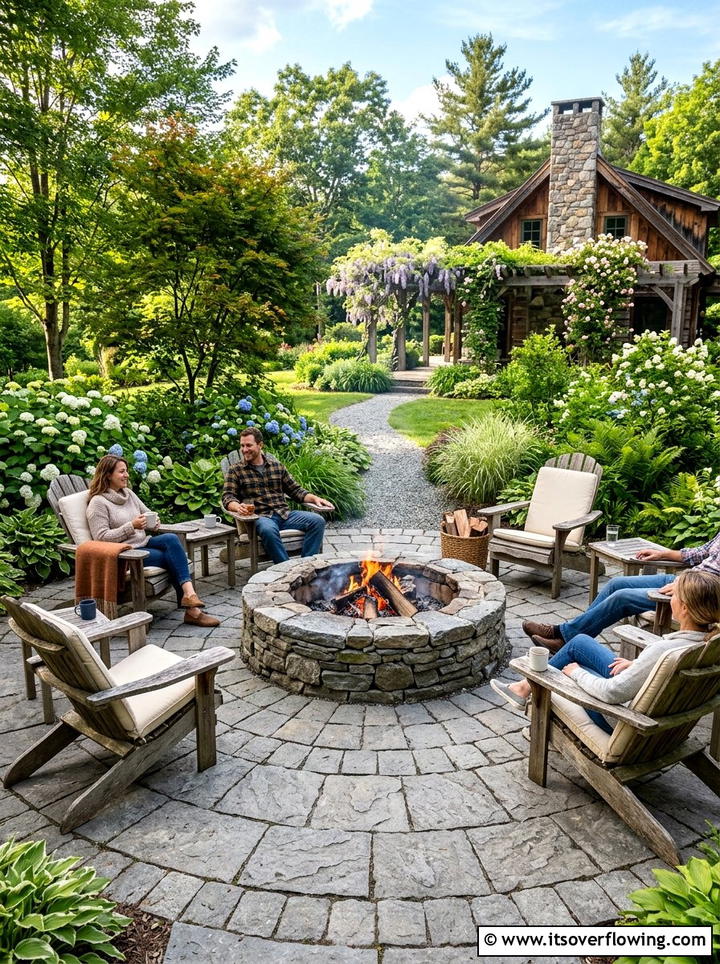 Stone paver fire zone - 25 creative garden ideas with outdoor party zones
