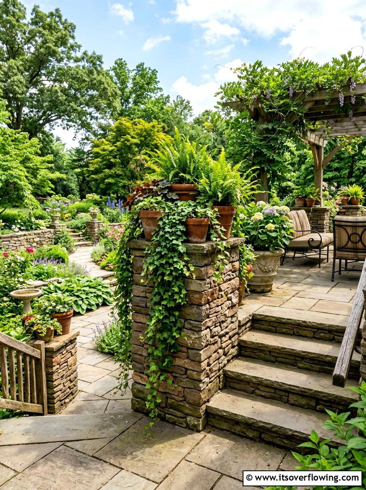 Stone plant stand - 25 upcycled garden ideas with stones