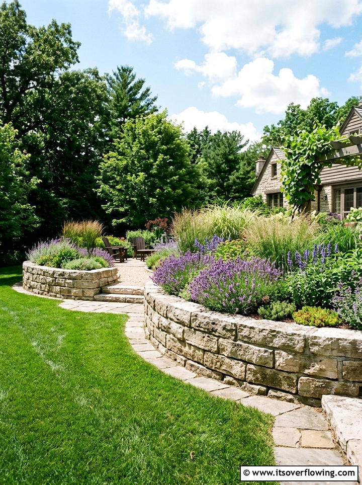 Stone retaining wall - 25 garden ideas with rocks