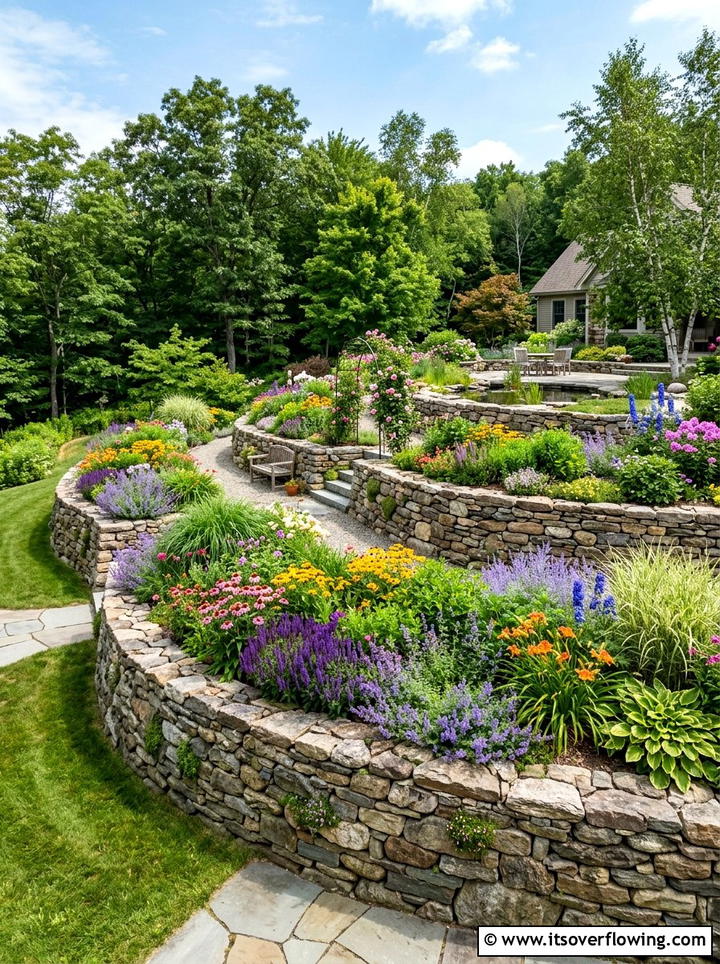 Stone retaining wall - 25 upcycled garden ideas with stones