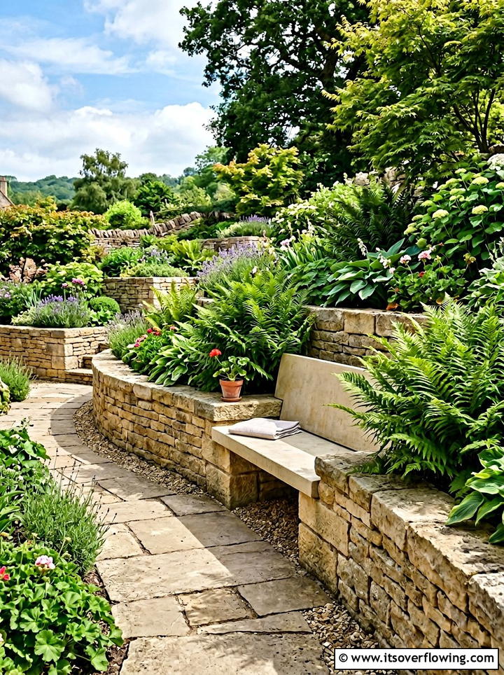 Stone retaining wall seat - 25 backyard ideas with stone seating