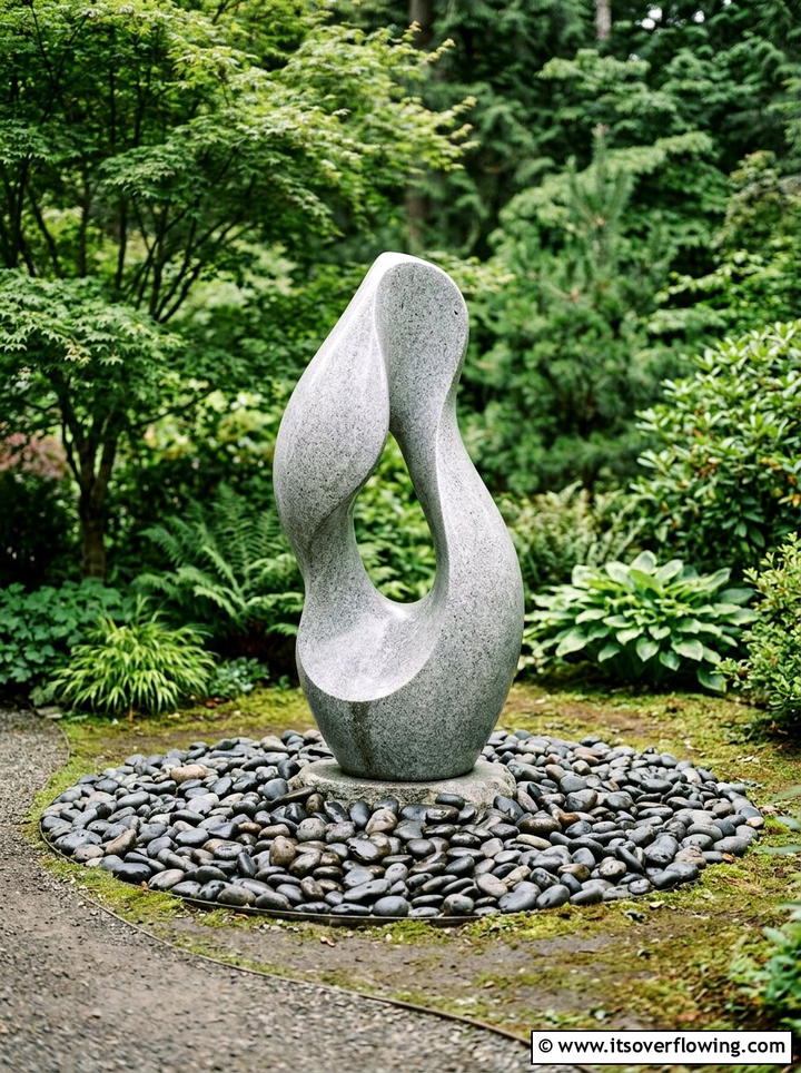 Stone sculpture focal point - 25 garden ideas for minimalist style