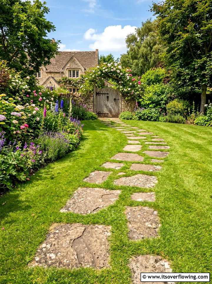 Stone step walkway - 25 upcycled garden ideas with stones