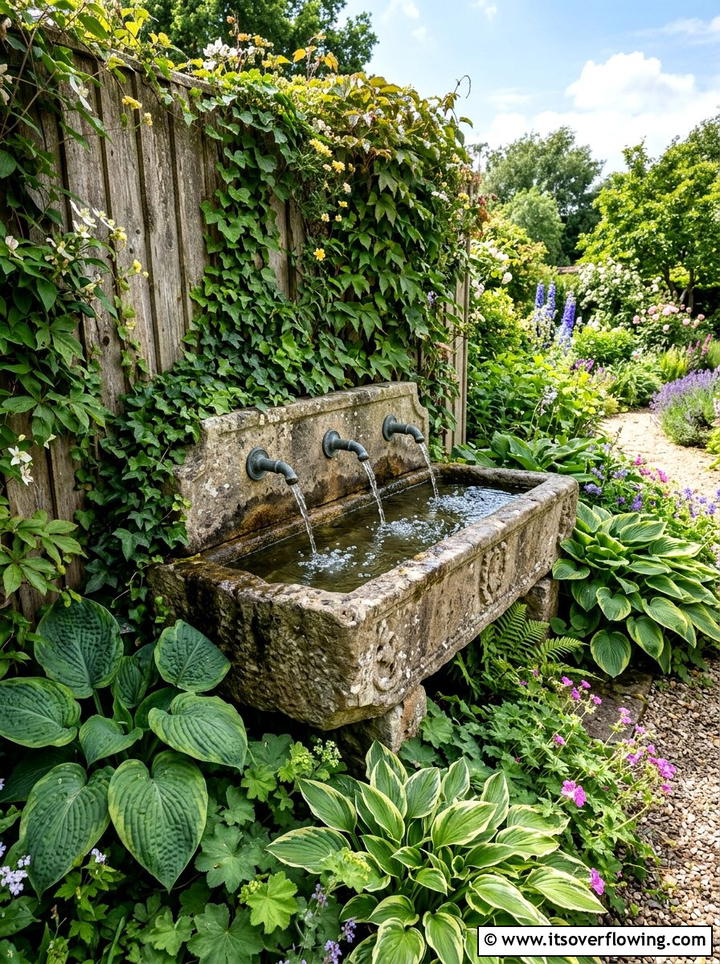 Stone trough fountain - 25 garden ideas with fountain