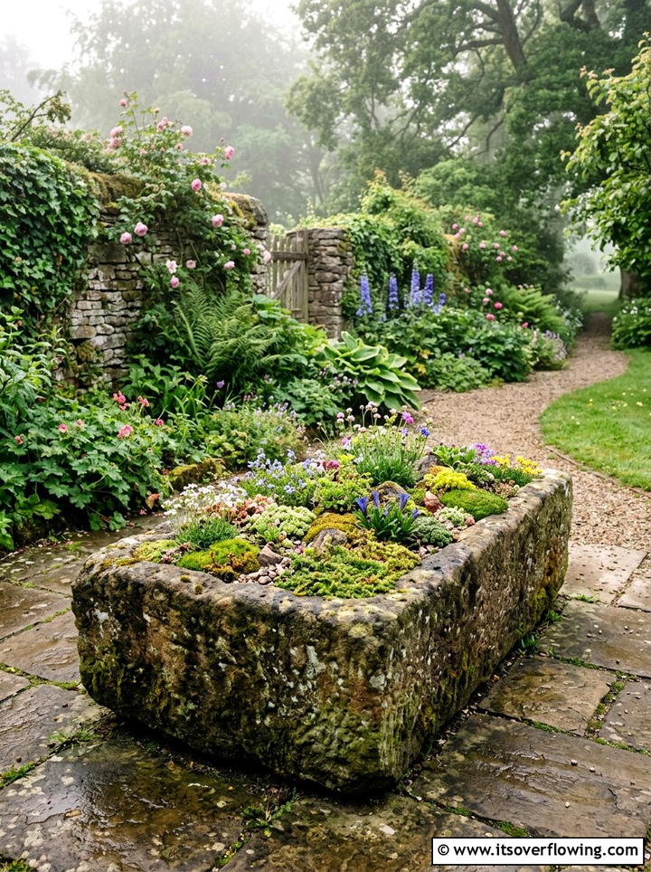 Stone trough planter - 25 garden ideas with planters