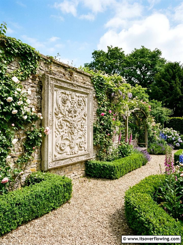 Stone wall sculpture - 25 garden decor ideas with wall art