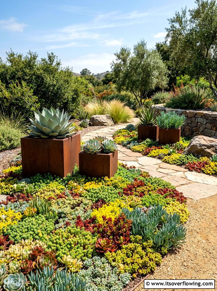 Stonecrop succulent garden - 25 creative garden ideas with clover lawn alternatives